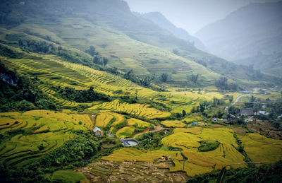 High angle view of landscape against sky