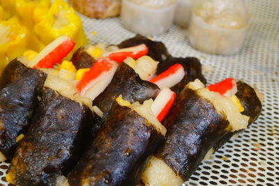 High angle view of food on plate