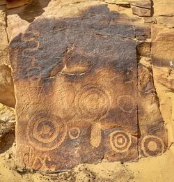 Close-up of text on rock