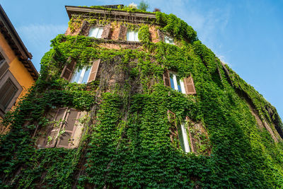 Low angle view of old building against sky