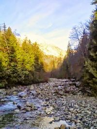 Scenic view of stream against sky