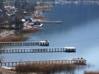 High angle view of river in city