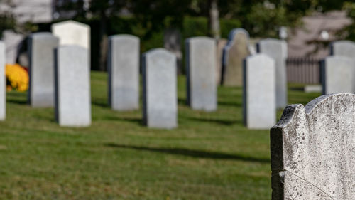 View of cross in cemetery