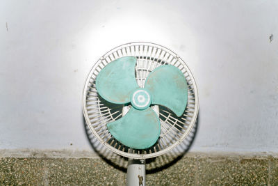 High angle view of old fan 