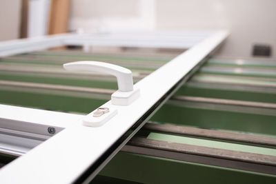 Close-up of empty seats on table at home