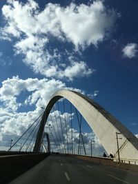 Bridge over highway against sky in city