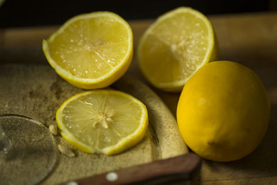 Close-up of oranges on table