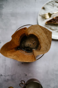 High angle view of coffee in cup