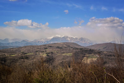 Scenic view of mountains against sky