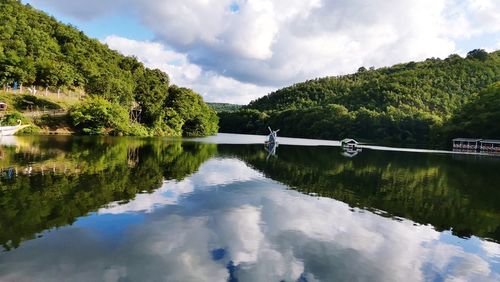 Scenic view of lake against sky