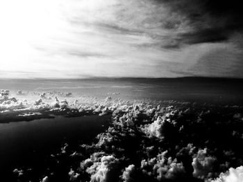 Scenic view of sea against cloudy sky