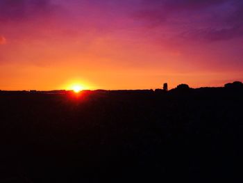 Silhouette of landscape at sunset