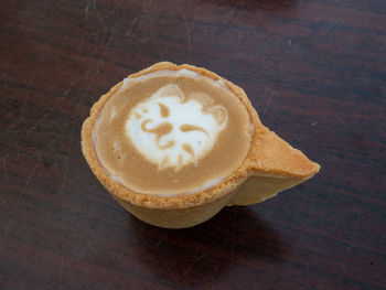 High angle view of coffee on table