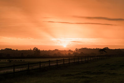 Scenic view of field against sky during sunset