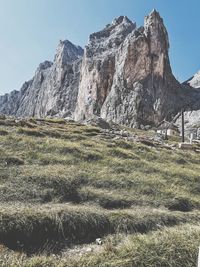 Scenic view of catinaccio, dolomites, south tyrol, italy against sky and rifugio preuss 