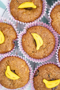 High angle view of cupcakes