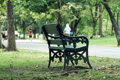 Empty bench in park