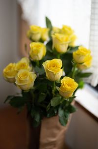 Close-up of yellow rose bouquet