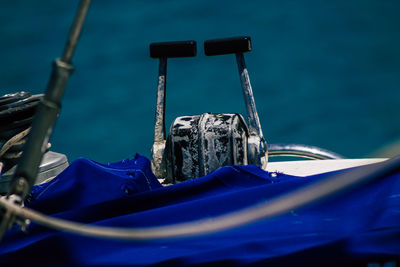 High angle view of sailboat in sea