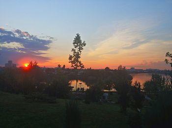 Scenic view of landscape at sunset