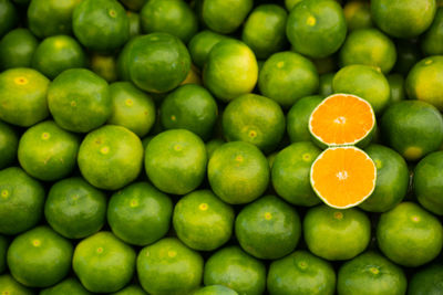 Full frame shot of oranges in market