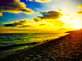Scenic view of sea against sky during sunset