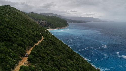 High angle view of sea against sky