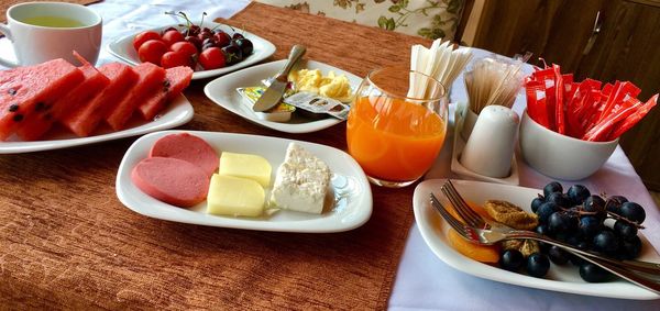 Fruits and vegetables on table