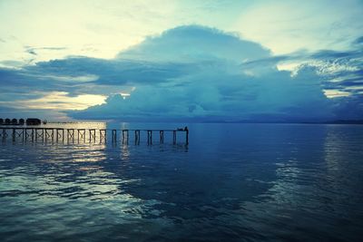 Scenic view of sea against sky at sunset
