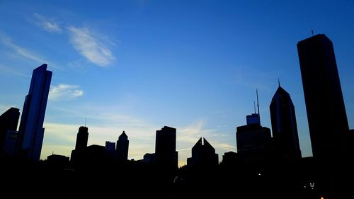 Low angle view of skyscrapers against sky