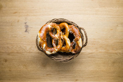High angle view of dessert on table