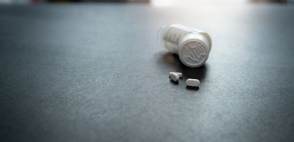 Close-up of pills on table