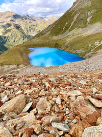 Scenic view of lake and mountains