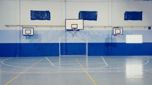 Interior of empty basketball court