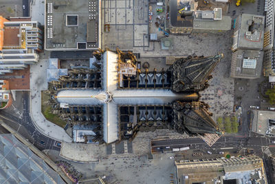 Directly above shot of cathedral and buildings in city