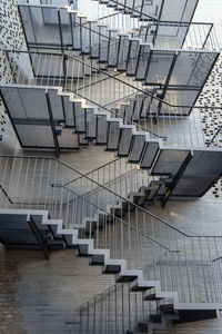 High angle view of empty staircase in building