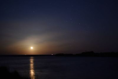 Scenic view of sea against sky at night