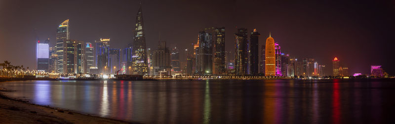 The panoramic skyline of doha city . doha buildings and landmark