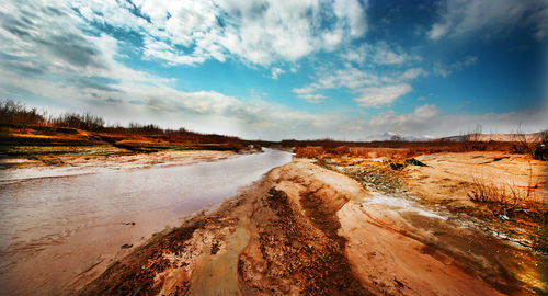 Scenic view of beach against sky