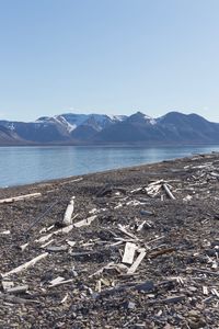 Scenic view of mountains against clear sky