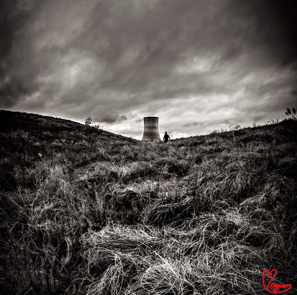 sky, grass, field, cloud - sky, landscape, cloudy, built structure, building exterior, architecture, grassy, tranquil scene, tranquility, cloud, rural scene, nature, scenics, beauty in nature, overcast, lighthouse, house