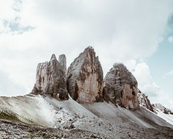 Low angle view of rocks against sky