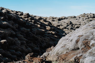 Low angle view of rock formations