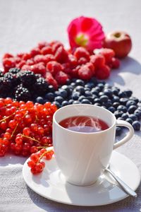 Close-up of red fruit on table