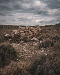 Scenic view of land against sky