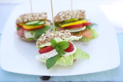 High angle view of food in plate