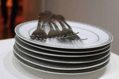 Close-up of cake in plate on table