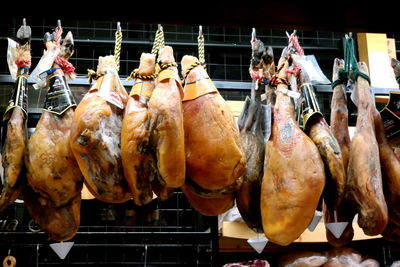 Close-up of pork for sale at market