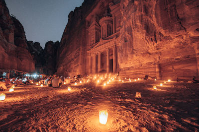 Low angle view of illuminated building