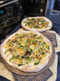 Close-up of pizza on table